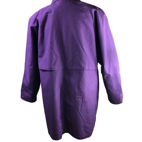 London Fog Trench Coat Women 8 Purple Zipout Plaid Lining Classic Career Vintage - Picture 6 of 15
